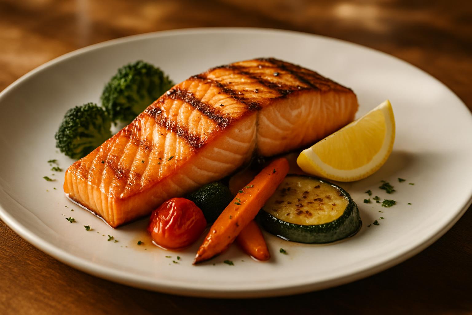 Saumon Grillé aux Légumes Rôtis
